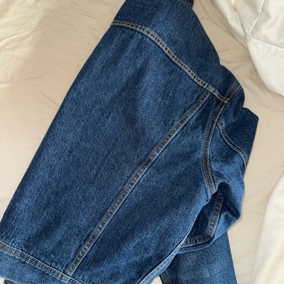 Aritzia Denim Forum Blue Denim Jacket with Tan Corduroy Collar - Picture 3 of 3